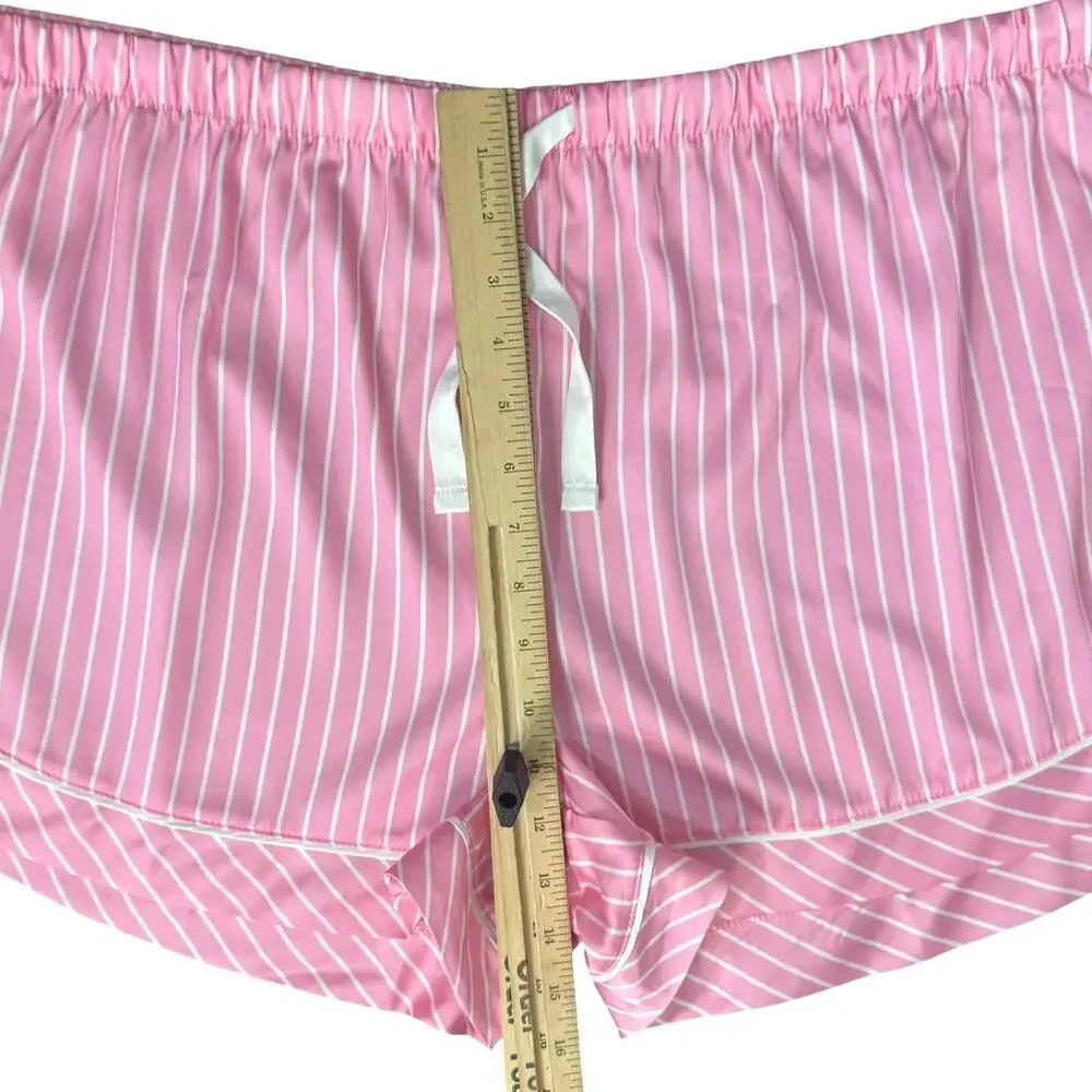 Stars Above Pink White Pinstripe Satin PJ Pajama Shorts Top Set size XXL NEW Tag - Picture 9 of 14